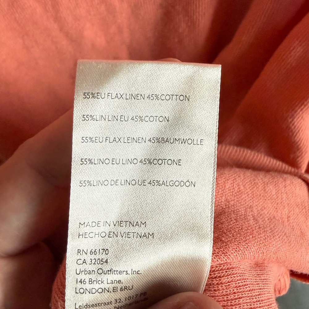 We The Free Women's Large Burnt Coral Oversized Linen Blend Raw Seam Top NWT - Picture 9 of 9